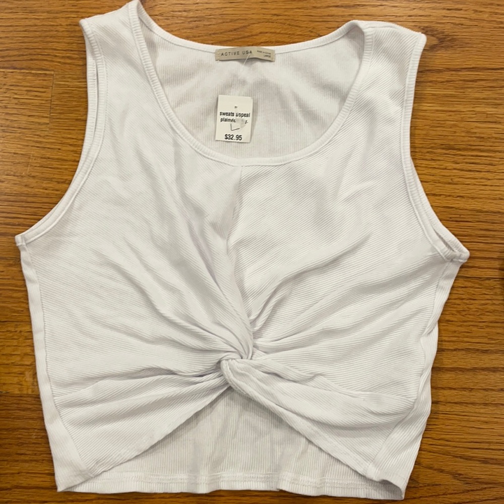 White cropped top with tie